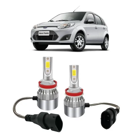 Par Lampada Super LED Farol de Milha Fiesta Rocam 2010 2011 2012 6000k H11