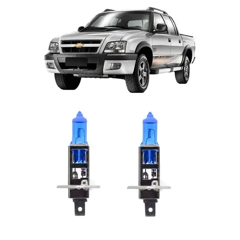 Par Lampada Super Branca Farol de Milha S10 2001 a 2011 8500k H1