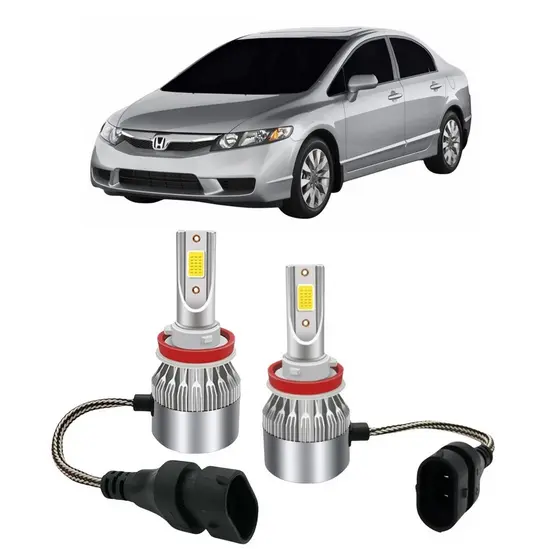 Par Lampada Super LED Farol de Milha New Civic 2007 2008 2009 2010 2011 6000k H11