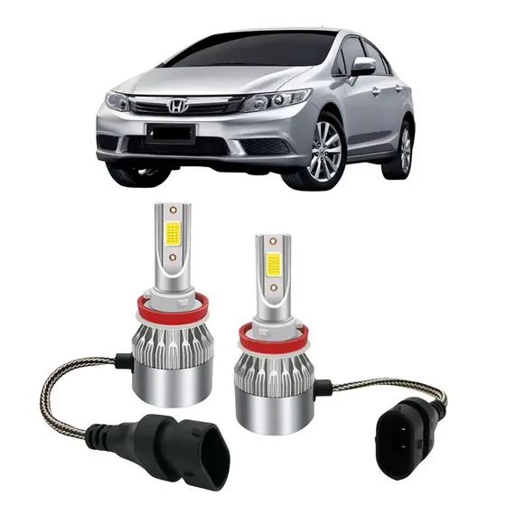 Par Lampada Super LED Farol de Milha New Civic 2012 2013 2014 2015 2016 6000k H11