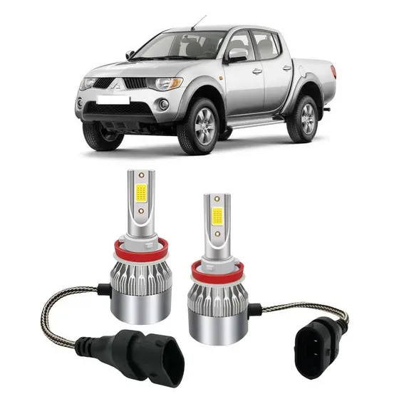 Par Lampada Super LED Farol de Milha L200 Triton 2007 a 2015 6000k H11