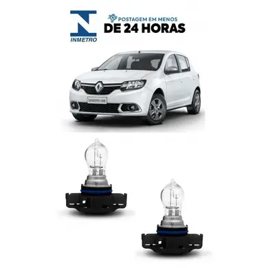 Par Lampada Farol de Milha Sandero 2015 2016 2017 H16 12V