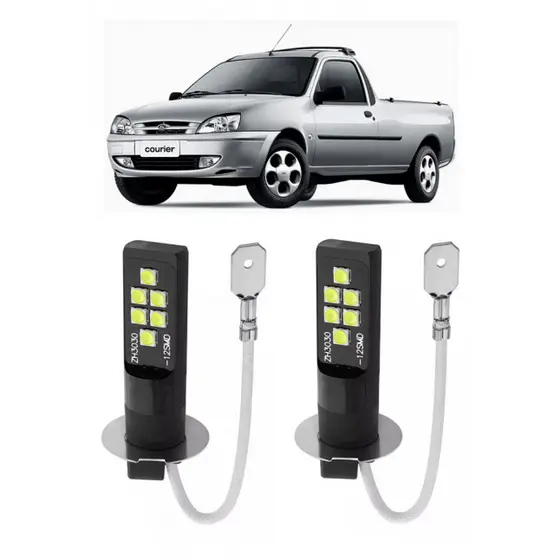 Par Lampada LED Bulbs Farol Milha Fiesta Courier 6000k