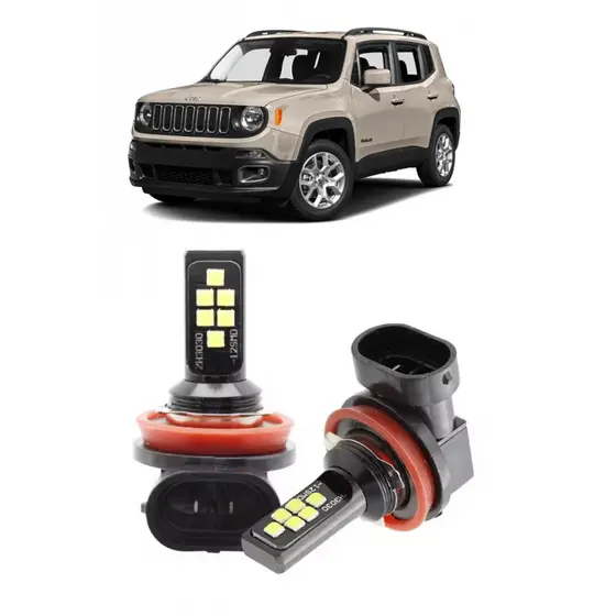 Par Lampada LED Bulbs Farol Milha Jeep Renegade 2015 2016 2017 6000k