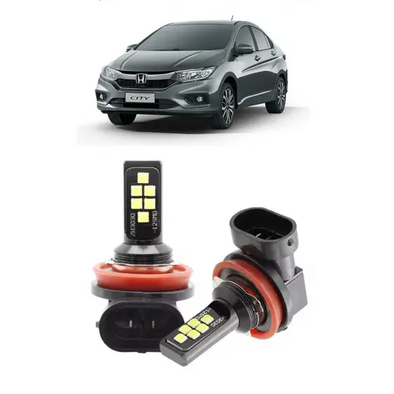 Par Lampada LED Bulbs Farol Milha Honda City 2009 a 2019 6000k