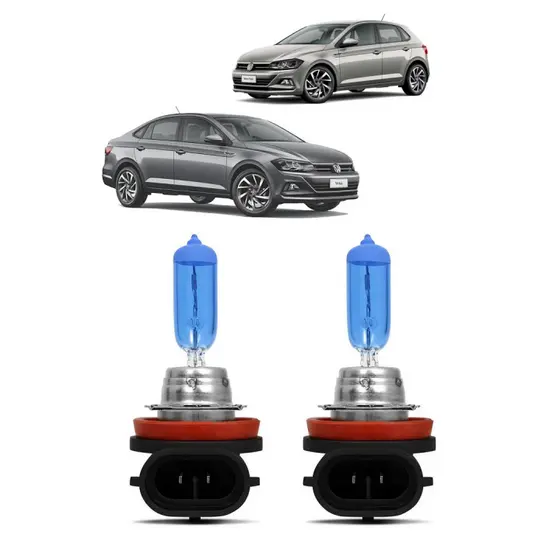 Par Lampada Super Branca Farol de Milha Polo Virtus 2017 2018 2019 2020 H8 8500K