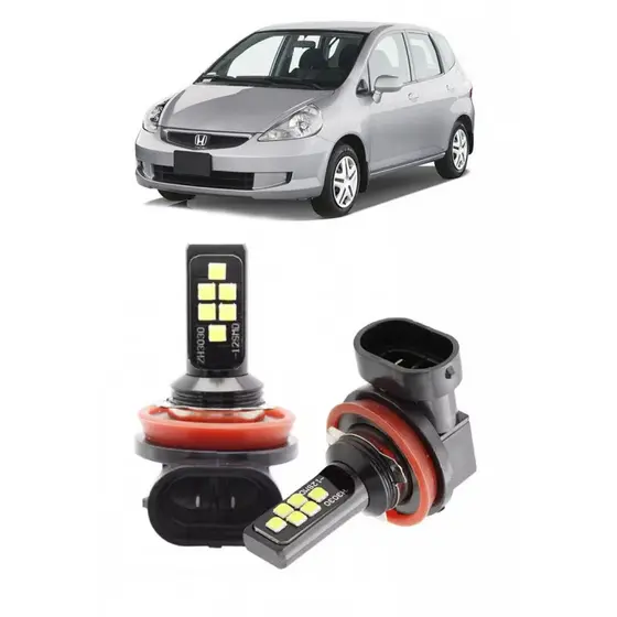 Par Lampada LED Bulbs Farol Milha Honda Fit 2003 a 2013 6000k