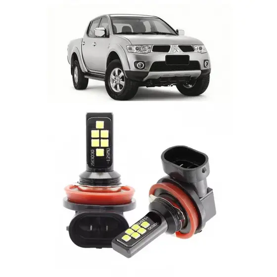 Par Lampada LED Bulbs Farol Milha L200 Triton 2007 2008 2009 2010 2011 2012 2013 2014 2015 6000k