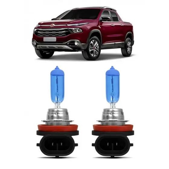 Par Lampada Super Branca Farol de Milha Fiat Toro 2017 2018 2019 2020 H8 8500K
