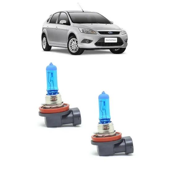 Par Lampada Super Branca Farol de Milha Focus 2009 2010 2011 2012 2013 8500K H11 12v/55w