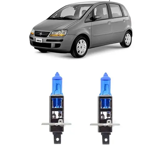Par Lampada Super Branca Farol de Milha Idea 2005 2006 2007 2008 2009 2010 8500k H1