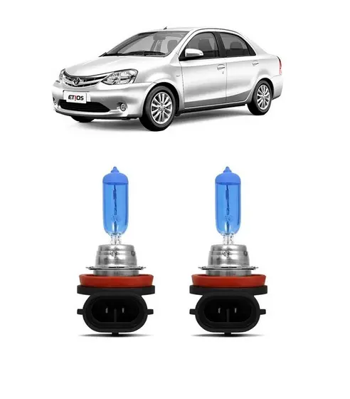 Par Lampada Super Branca Farol de Milha Etios Sedan 2013 2014 2015 2016 2017 2018 2019 8500K H16