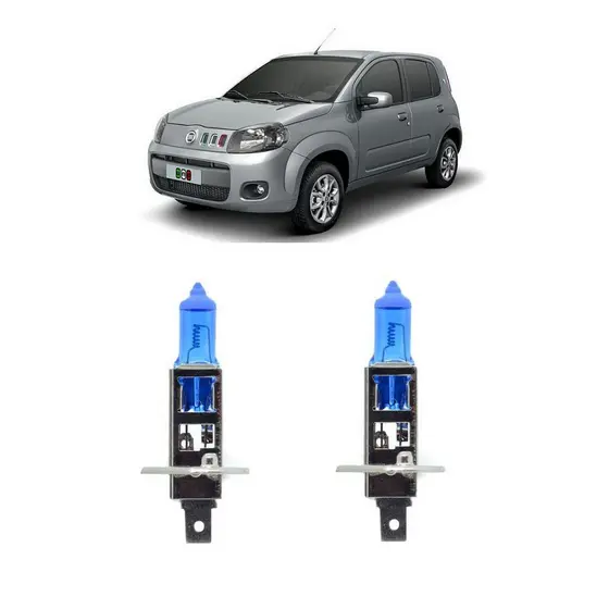 Par Lampada Super Branca Farol de Milha Fiat Uno Vivace 2011 2012 2013 2014 2015 8500K H1