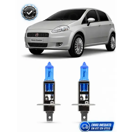 Par Lampada Super Branca Farol de Milha Fiat Punto ANO 2007 ao 2017 8500k H1