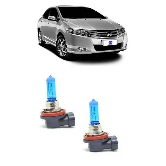 Par Lampada Super Branca Farol de Milha Honda City 2009 2010 2011 2012 2013 2014 8500K H11 12v/55w
