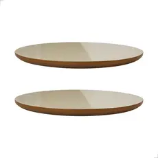 Kit 2 Tampos Em Madeira Mdf Redondo Mesa Mesinha Apoio Lateral Canto