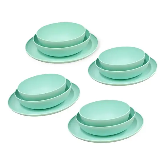 Jogo Pratos Aparelho De Jantar em Polipropileno BPA FREE 12 Peças Varias Cores Duravel