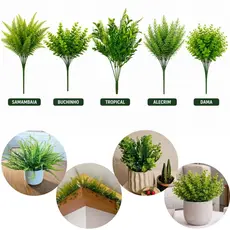 Kit Buquê (ESCOLHA O MODELO) Verde Vivo Realista Planta Artificial  Arranjo Decoração Samambaia  Alecrim Buchinho