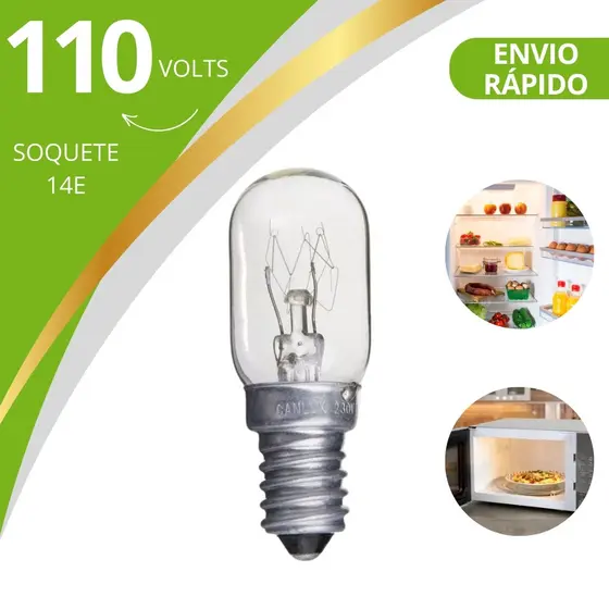 Lâmpada Geladeira Refrigerador microondas 127v E14 15w