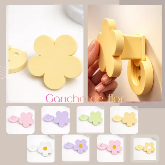 Gancho de Parede Flor Quarto infantil Resistente Pendurador Cabideiro