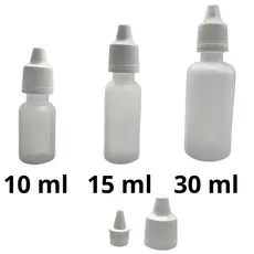 25 unidades Frasco Plástico  - Conta Gotas Tampa e Lacre de 30 ml / 15 ml e 10 ml