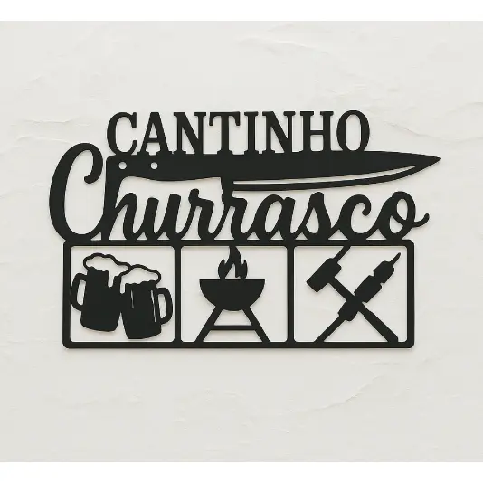 Placa de Parede Decorativa em Mdf Cantinho do Churrasco Churrasqueira Área Gourmet
