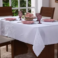 Toalha Mesa Uva Cálice Bordada 3m X 1,50m Cozinha 10 Lugares