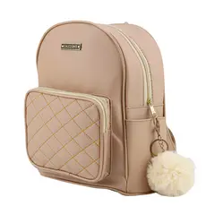 Mini Mochila De Costas Escolar Dia Dia Lisa Alça Com Regulagem e Chaveiro Pompom