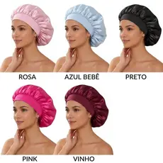 Touca de cetim com faixa anti frizz conforto+XUXINHA