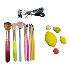 Kit 5 Esponjas Variadas + 1 Curvex + Kit Pincéis Maquiagem