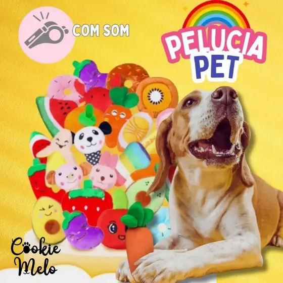 Kit 3 Pelúcias Pet Com Apito Som Brinquedo Antiestresse Cachorro Adulto Filhote
