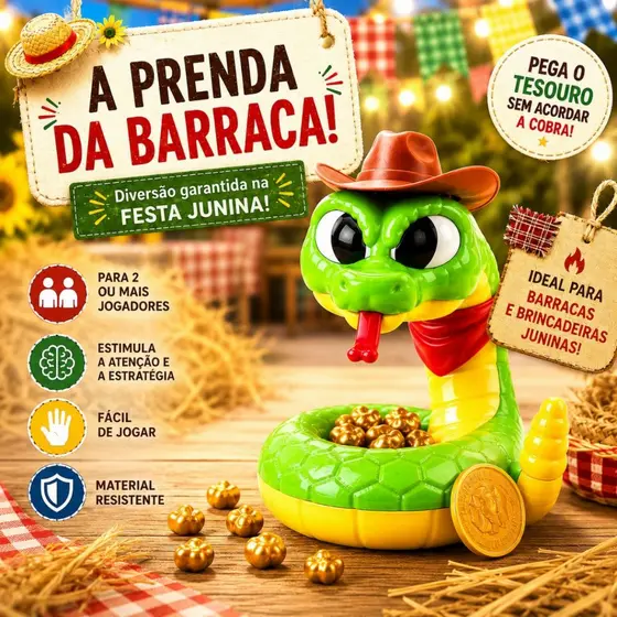 Jogo da Serpente Cobra Realista Interativo Presente Brinquedo Infantil Adulto Divertido Festa Junina