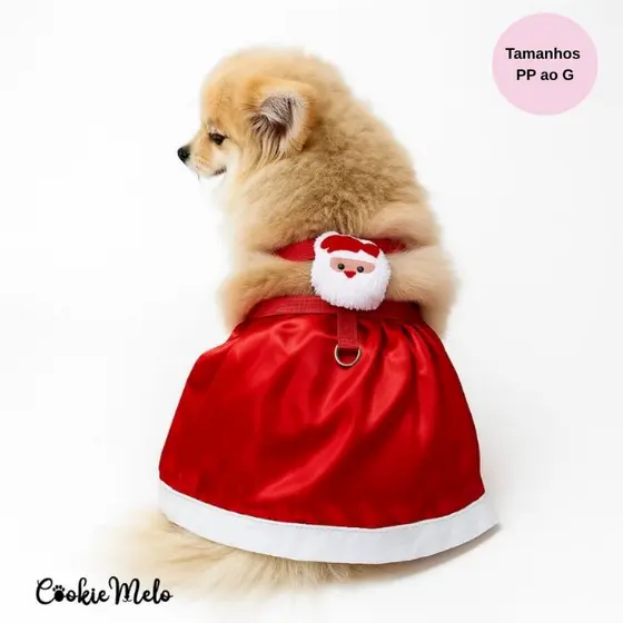Roupa Pet Natal Peitoral Vestido Papai Noel Pet Cachorro Gato Peitoral Fêmea Passeio Viagem Festas