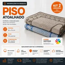 Kit de Tapete Atoalhado Piso Para Banheiro 2 Unidades Saida para Box Banheiro 40 x 70 cm