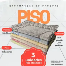Kit 3 Toalha de Piso Pezinho Atoalhado 1,40 x 70 cm Banheiro Casa Hotel Pousada