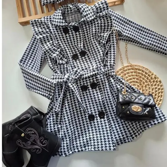 Sobretudo Infantil Tweed menina do 02 ao 08 Inverno