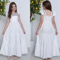 Vestido Longo Juvenil Feminino – Lastex + Babados – Tamanhos 10 ao 16