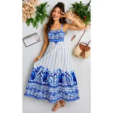 Vestido Juvenil Midi Estampado Alça Fina Feminino 12 ao 16 Moda Verão