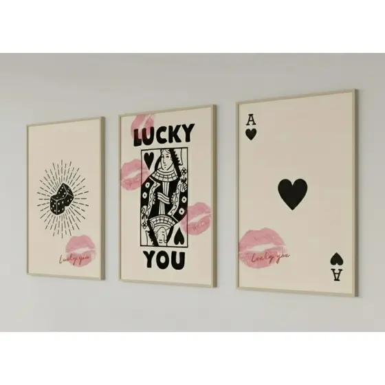 Quadro decorativo cartas Baralho Rainha de Copas decoração casa quarto sala interiores sala quarto 40x60