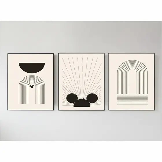 Quadros decorativos abstratos Mickey (3 peças)