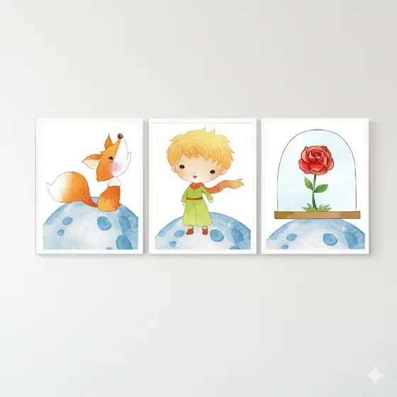 Quadros decorativos Pequeno Príncipe (3 peças)