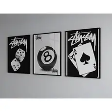 Quadros decorativos Jogos Preto e branco sala quarto interna da sua casa (3 peças)