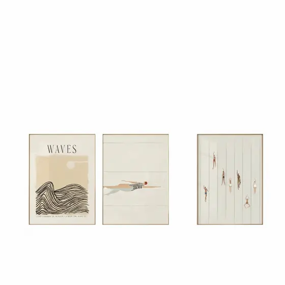 Quadros decorativos Nordic swimmers minimalista piscina, Big Wave Surf  (3 peças)