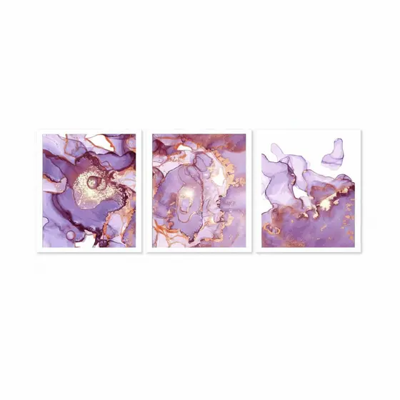 Quadros decorativos Mármore roxo (3 peças)