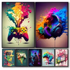Quadro Decorativo Gamer Controle Jogos Infantil pc Computador Rede Geração