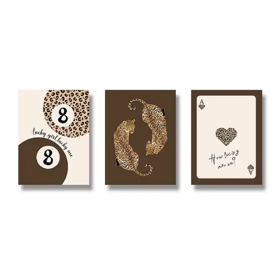 Quadros decorativos Leopardo chita marrom moda vintage moderno (3 peças)