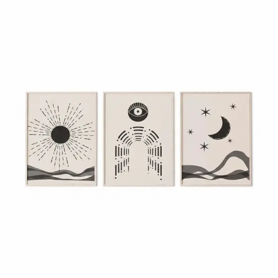 Quadros decorativos Abstratos e astros do sistema solar (3 peças)