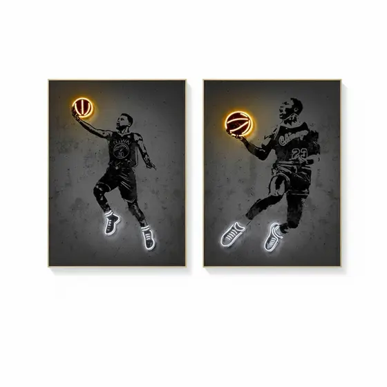 Quadro decorativo Neon Basquete Esporte Posters 40x60