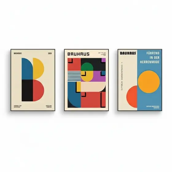 Quadros decorativos Pablo picasso minimalista pintura Bauhaus cores vibrantes (3 peças)