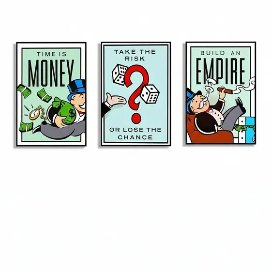Quadro decorativo Monopoly Millionaire Money (3 peças 40x60)